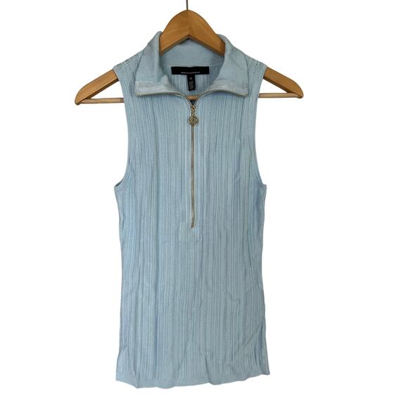 WHITE HOUSE BLACK MARKET Women's Size M Rib Sweater Halter Tank Top Blue WHBM - Picture 1 of 10